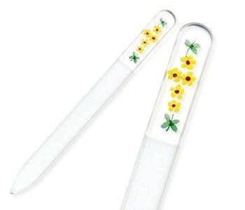 ブラジェク　ガラス爪やすり　ハンドペインティング（#172Y）黄色い小花　【送料無料】　メール便にてお届け手配