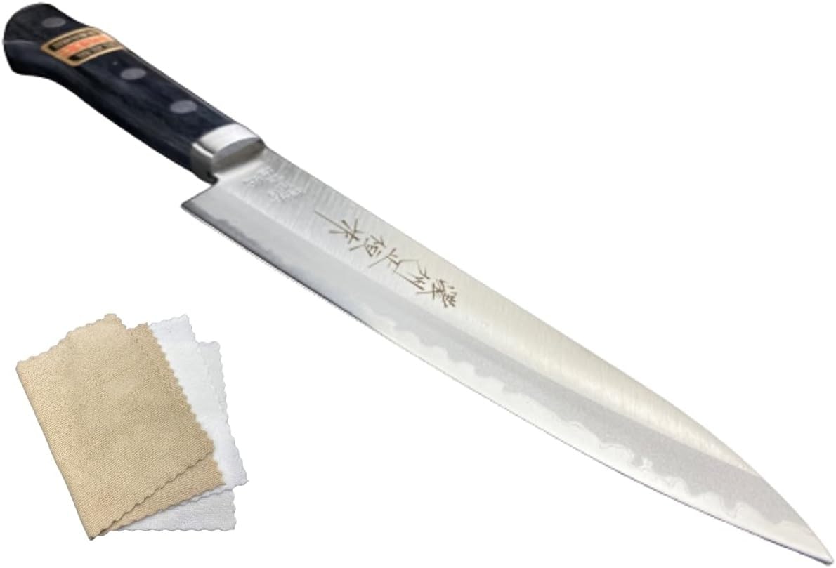 濃州正恒作 青紙 口金付き ペティナイフ 135mm クロスセット CA-808Mcl