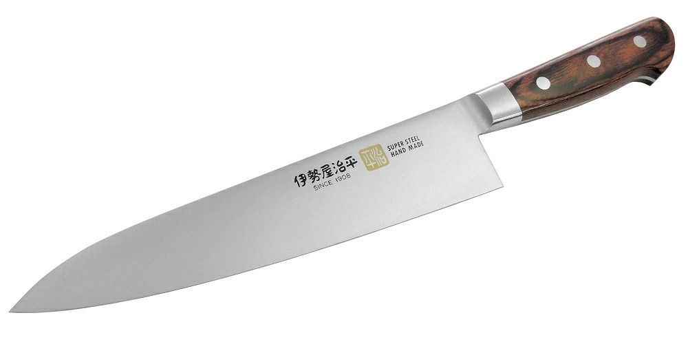 伊勢屋治平 牛刀包丁 210mm 口金付 マホガニパッカー B-4