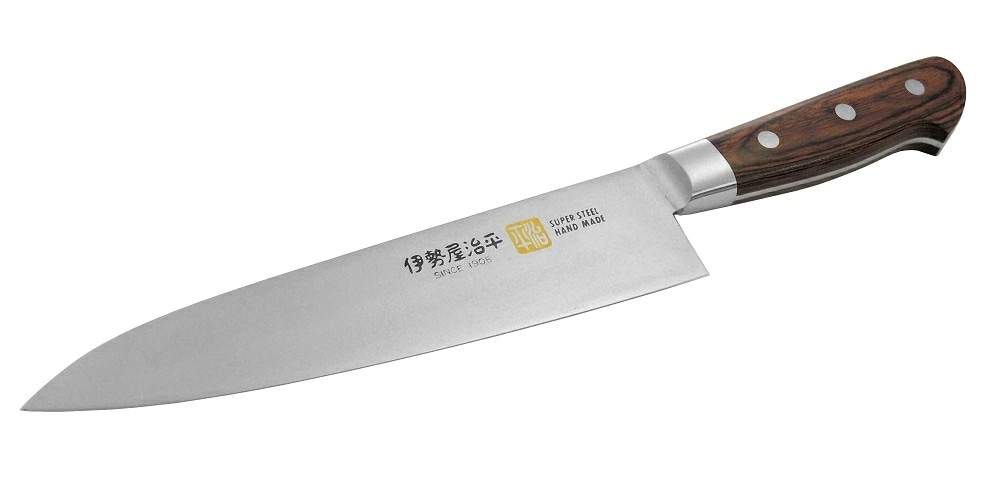 伊勢屋治平 牛刀包丁 180mm 口金付 マホガニパッカー B-3