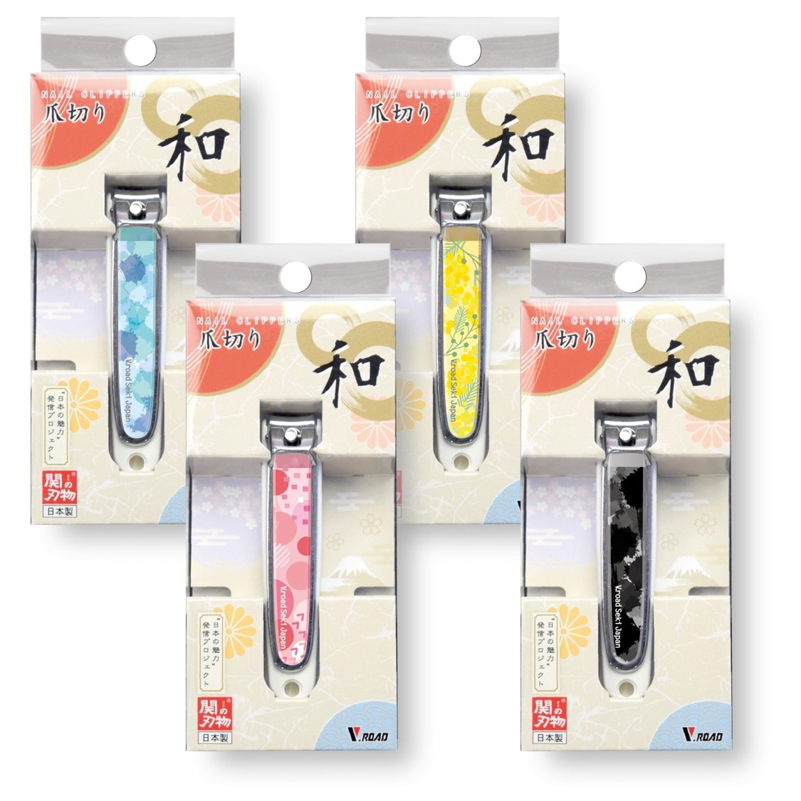 V.ROAD　和製爪切り　Super V-CUT　レッド　ブルー　イエロー　ブラック　日本製　爪の飛ばないキャッチャー付き　VN1-83　メール便にてお届け手配