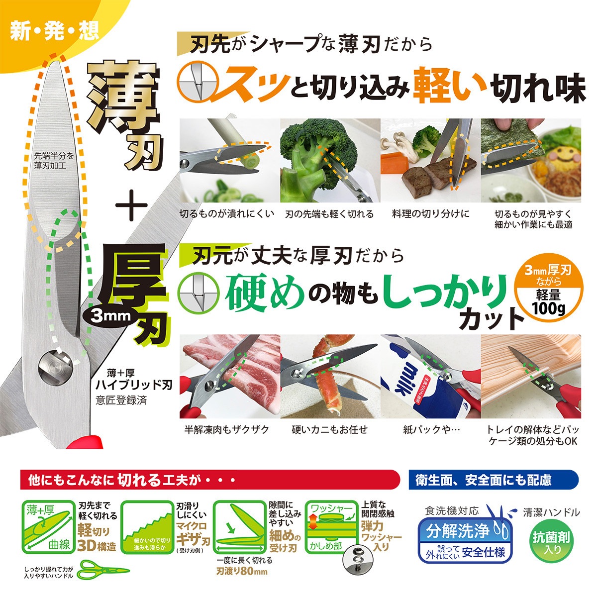 薄＋厚　ハイブリッドキッチンハサミ　【木村刃物】