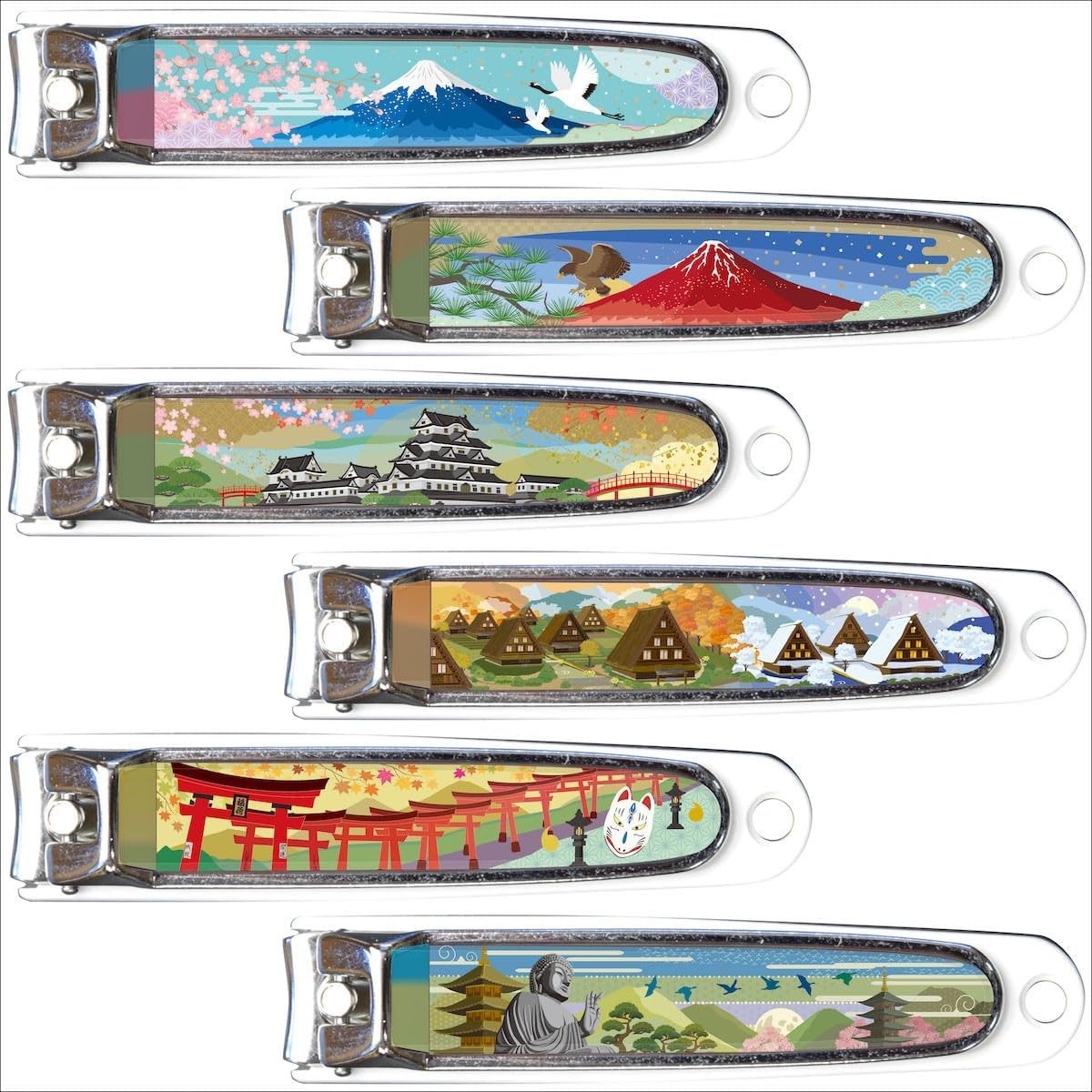 V.ROAD　和製爪切り　Super V-CUT　景観シリーズ　富士山　赤富士　城　合掌造り　鳥居　大仏　日本製　爪の飛ばないキャッチャー付き