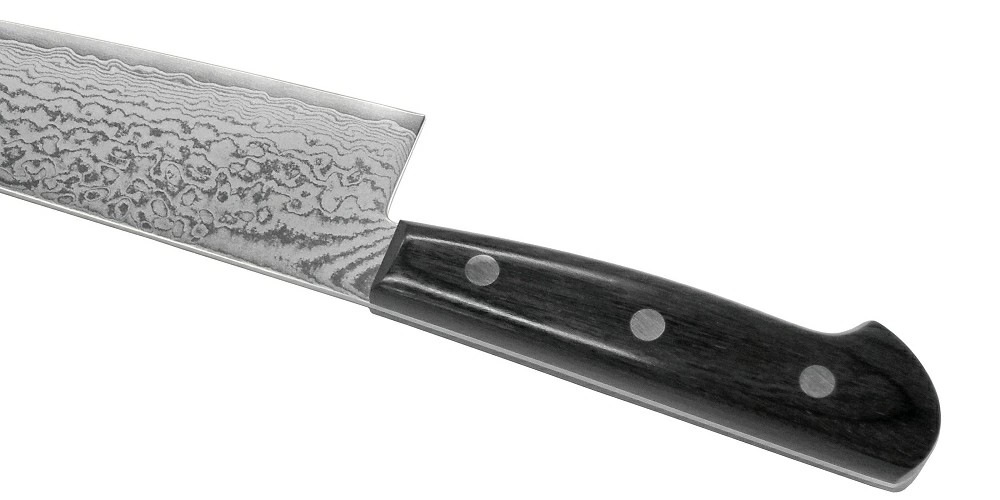 在庫処分特価　伊勢屋　牛刀　包丁　210mm V金10号　ダマスカス 伊勢屋治平 ダマスカス 牛刀包丁 210mm 黒パッカー G-4 | 三徳／牛刀