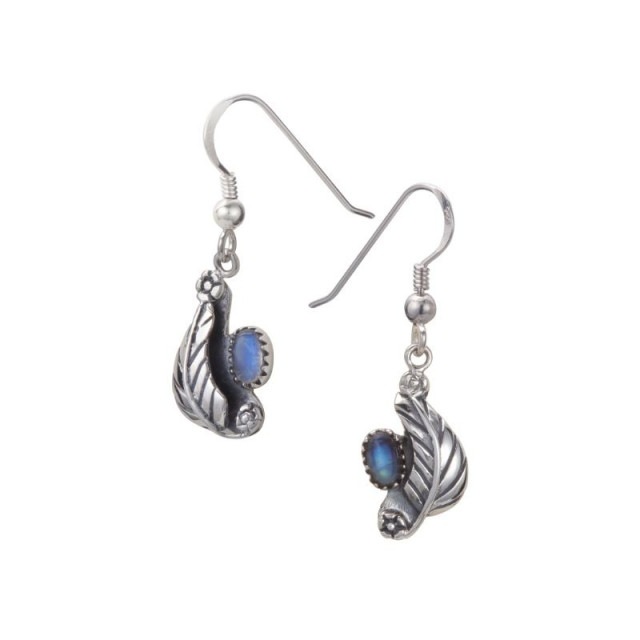 天然石レインボームーンストーン ストーンピアス｜Silver