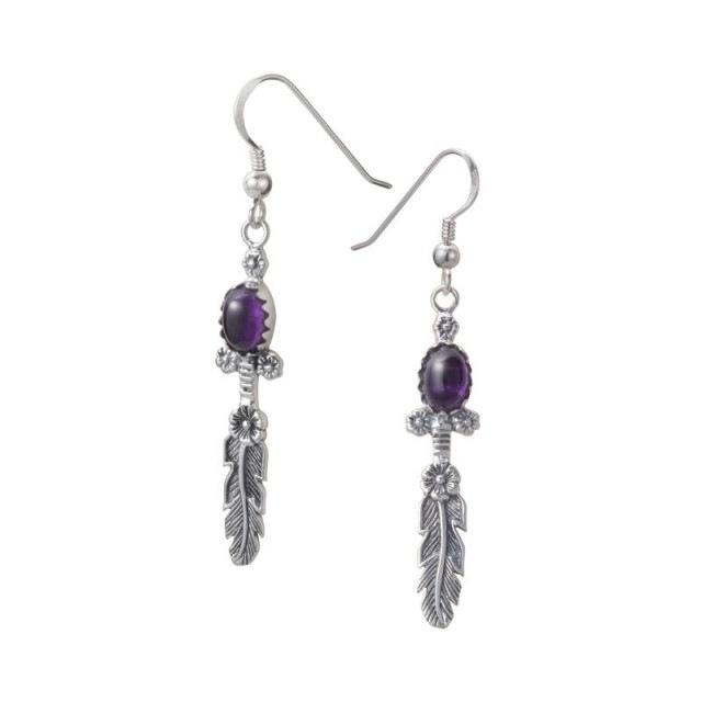 天然石アメジスト ストーンピアス