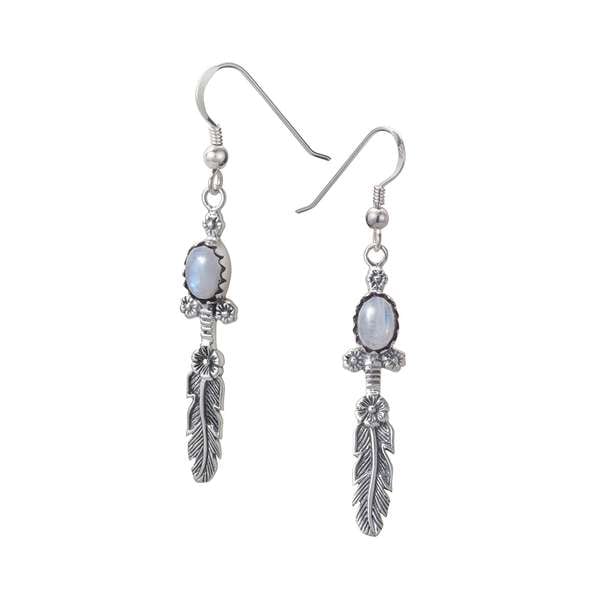 天然石レインボームーンストーン ストーンピアス｜Silver