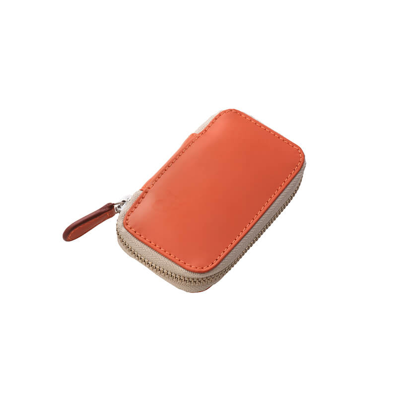 本革レザーキーケース オレンジ トップグレインレザー