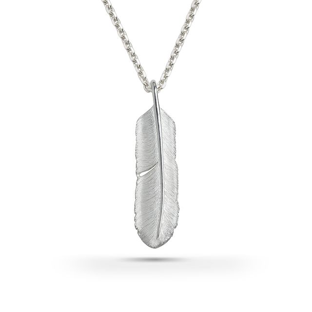 ハート付 フェザー(右向き) シルバー925 ナチュラルシルバー（無垢