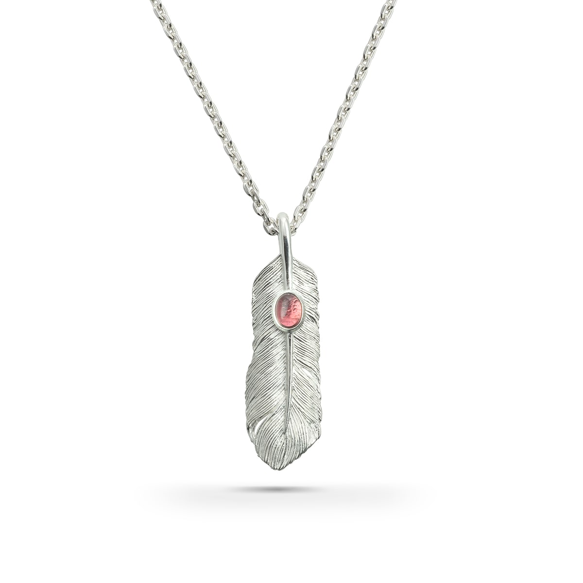 フェザー(右向き)天然石トルマリン シルバー925 ナチュラルシルバー(無垢仕上げ) ペンダントトップ
