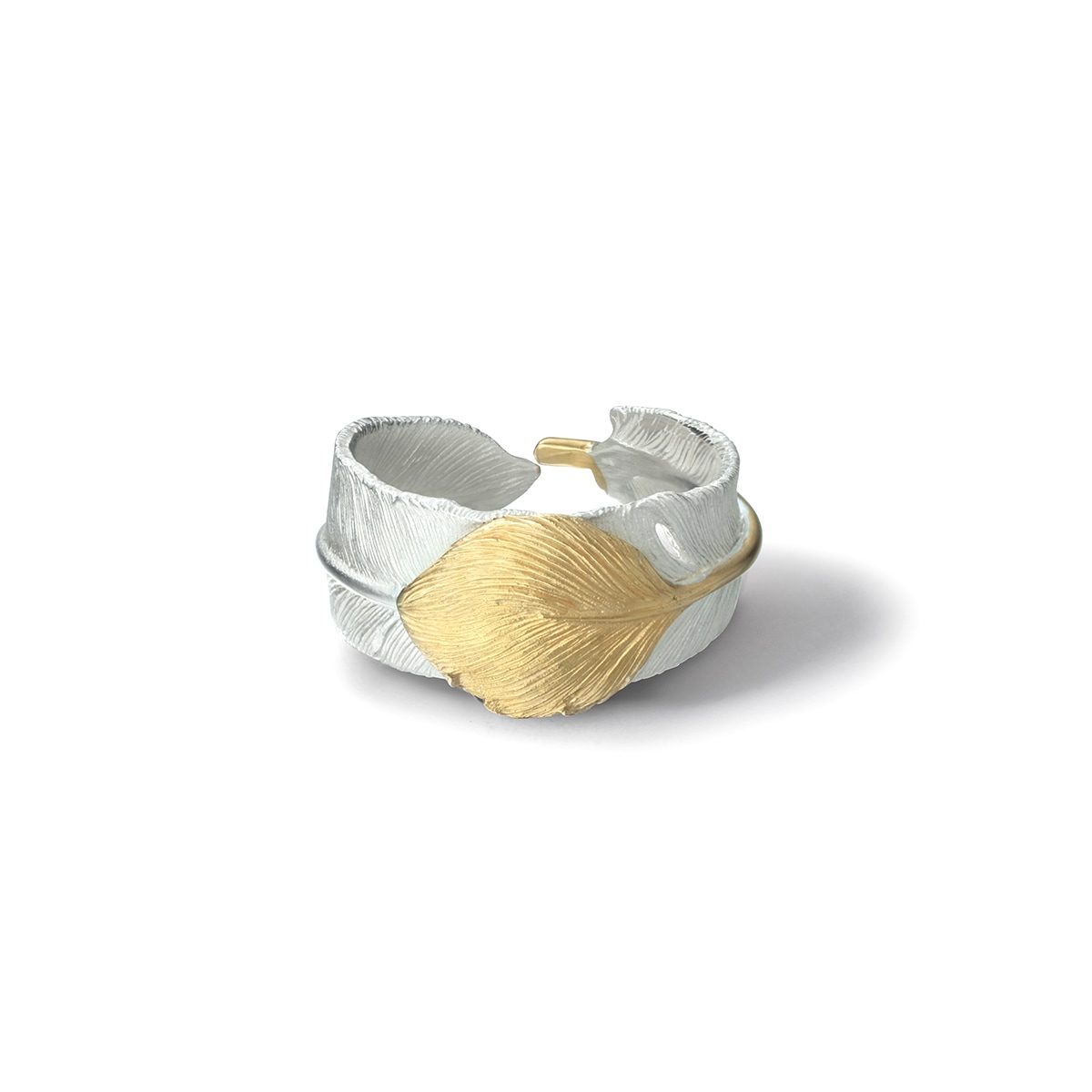 ハート付 フェザーモチーフ シルバー925リング ナチュラルシルバー(無垢仕上げ)ブロンズ K24(24金)ゴールドプレートリング 指輪