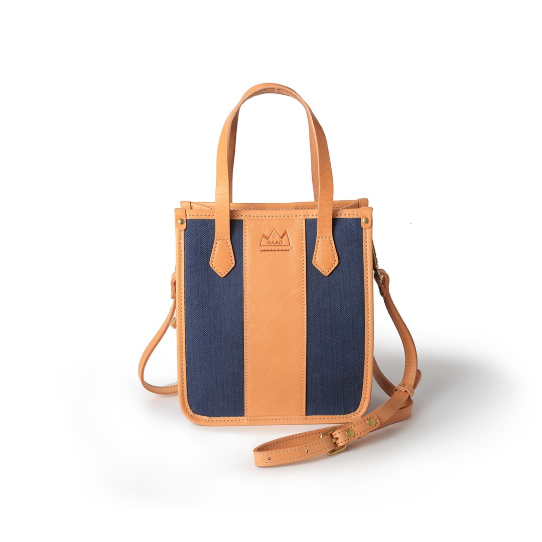 2WAYショルダーバッグ/ネイビー/キャンバス/サドルレザー