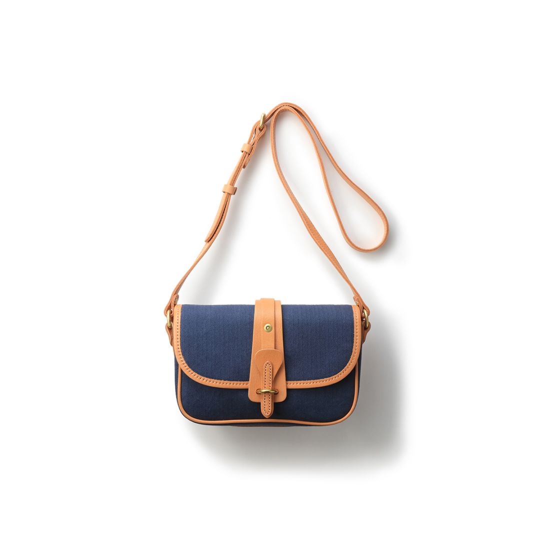 ショルダーバッグ/ネイビー/キャンバス/サドルレザー