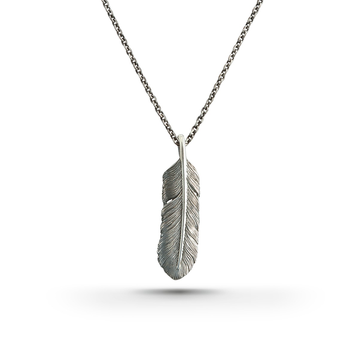 【STARTER NECKLACE対象アイテム】フェザー(右向き) シルバー925 オキシダイズコーティング（燻し） ネックレス