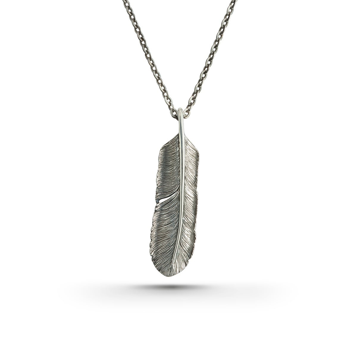 【STARTER NECKLACE対象アイテム】フェザー(右向き) シルバー925 オキシダイズコーティング（燻し） ネックレス