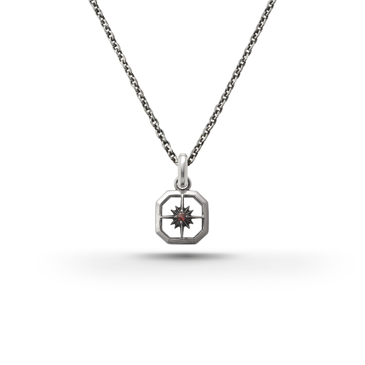 【STARTER NECKLACE対象アイテム】1月誕生石ガーネット スクエア サンシンボル 天然石 シルバー925ネックレス