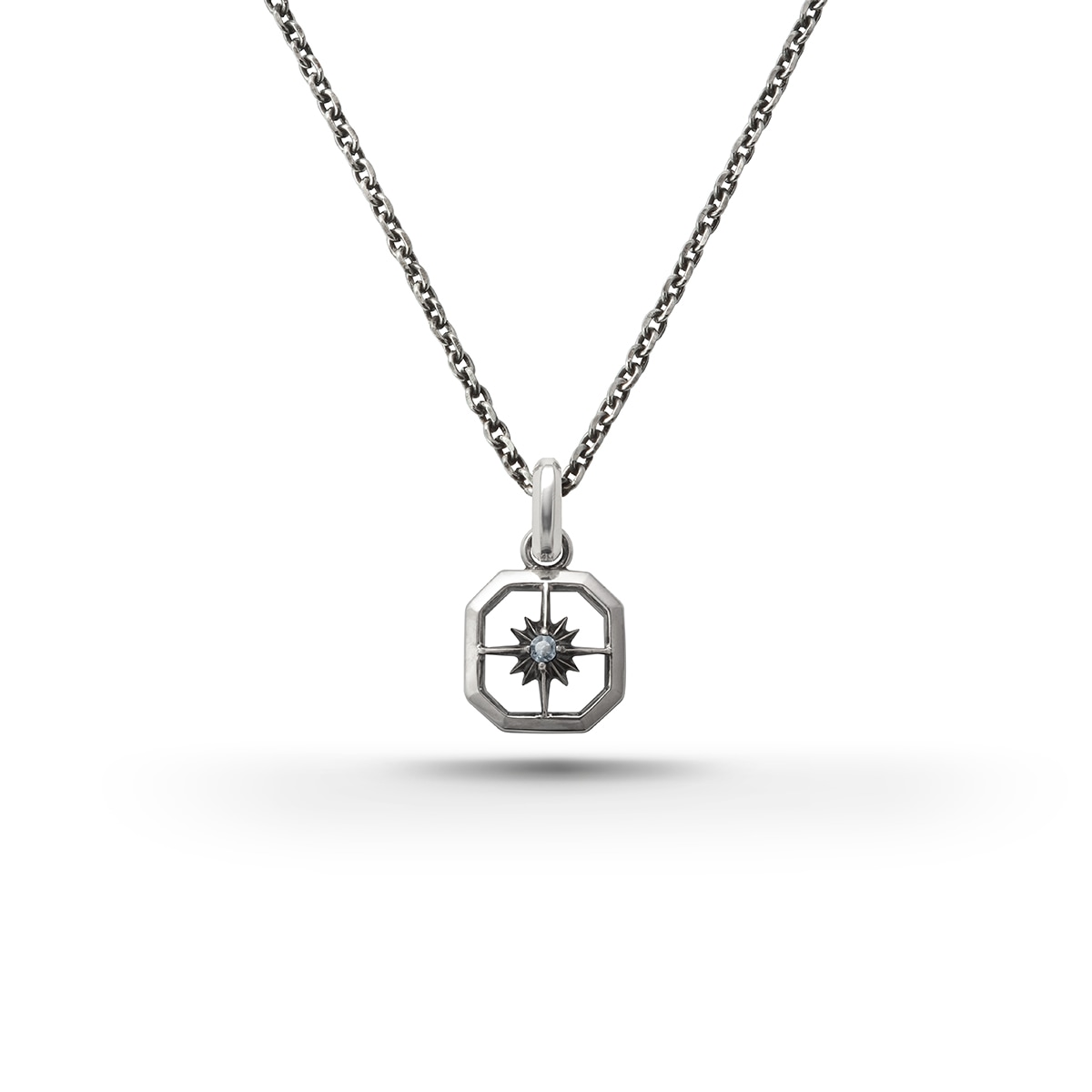 【STARTER NECKLACE対象アイテム】3月誕生石アクアマリン スクエア サンシンボル 天然石 シルバー925ネックレス