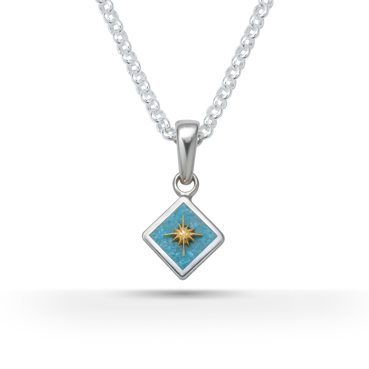 サンシンボル クラッシュターコイズ 天然石キングマンターコイズ シルバー925 K24（24金）ゴールドプレートペンダントトップ