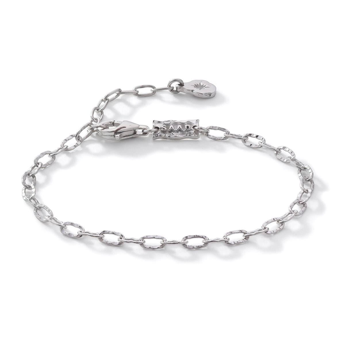 フラットチェーンブレスレット ロジウムコーティング シルバー925