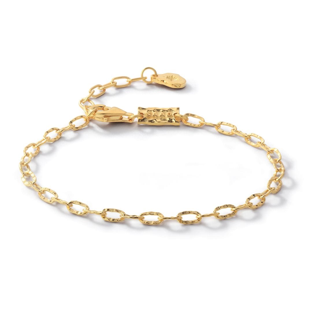 フラットチェーンブレスレット K24（24金）ゴールドプレート シルバー925