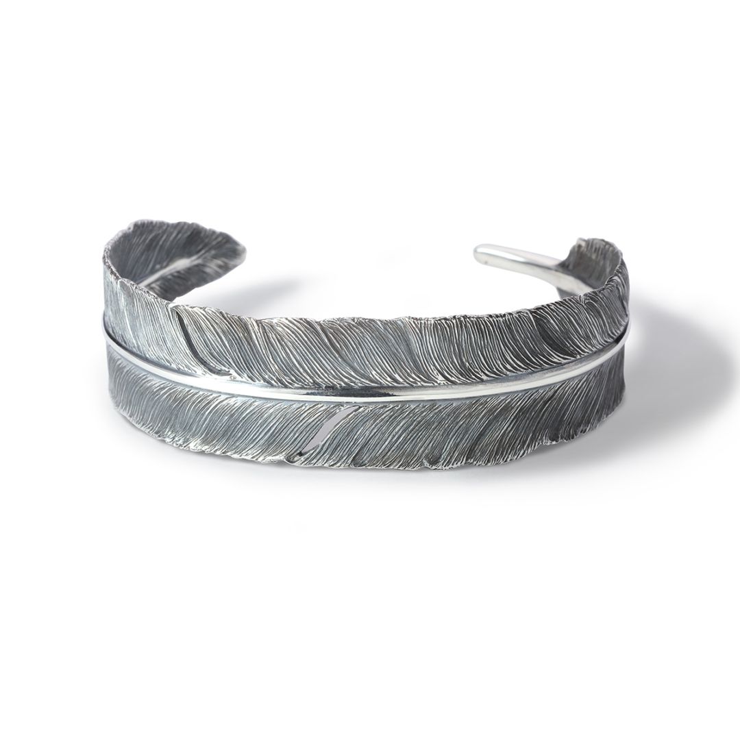 フェザー シルバー925 オキシダイズコーティング（燻し） バングル