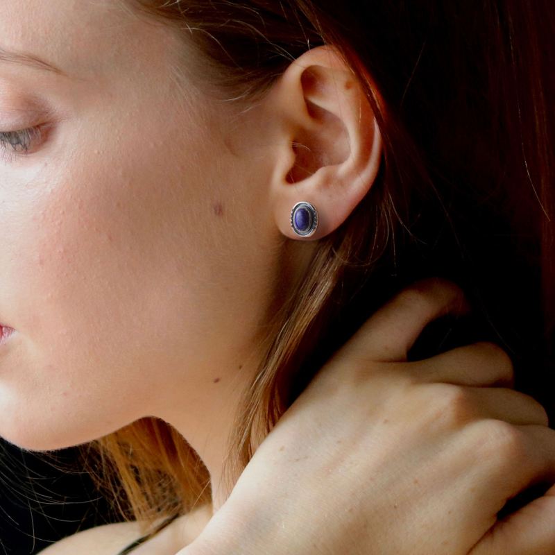 天然石ラピスラズリ ストーンピアス【片耳】