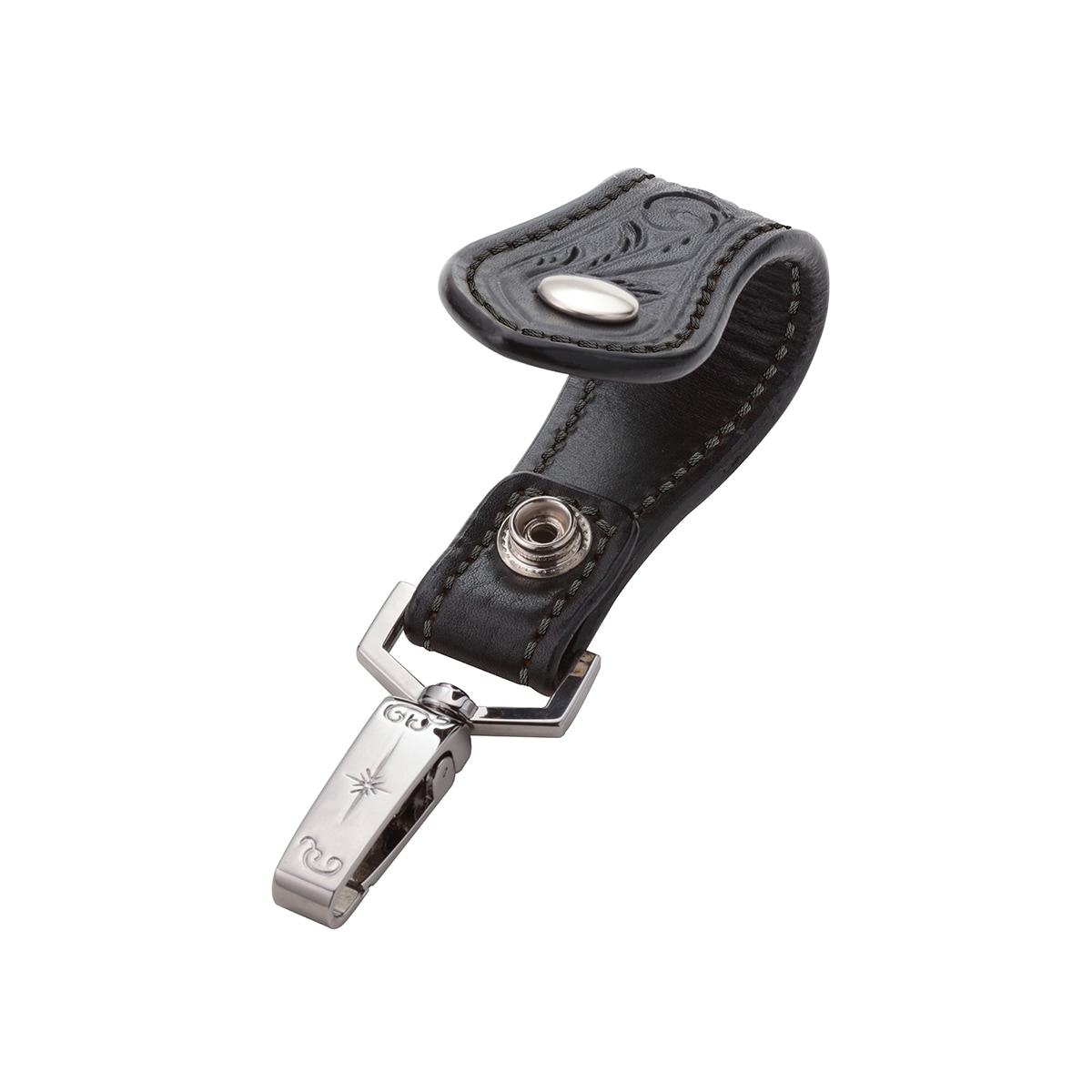 本革レザーキーループ ブラック サドルレザー