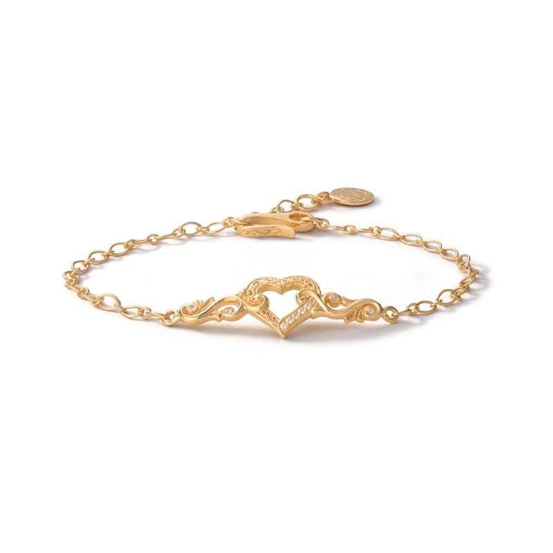 Sana ジルコニア ハートモチーフ ブレスレット イエローゴールドプレーティング Silver 925  K18