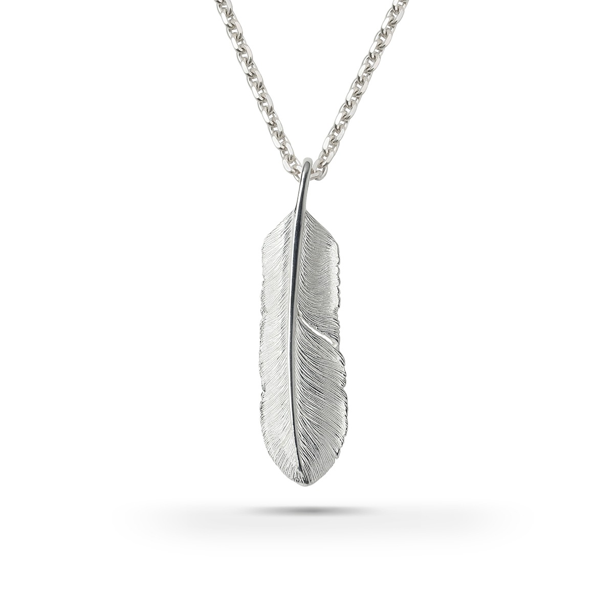 フェザー(左向き) シルバー925 ナチュラルシルバー（無垢仕上げ）ペンダントトップ