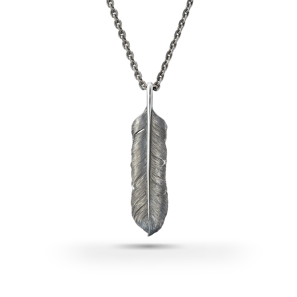 フェザー シルバー925 オキシダイズコーティング(燻し)ペンダントトップ