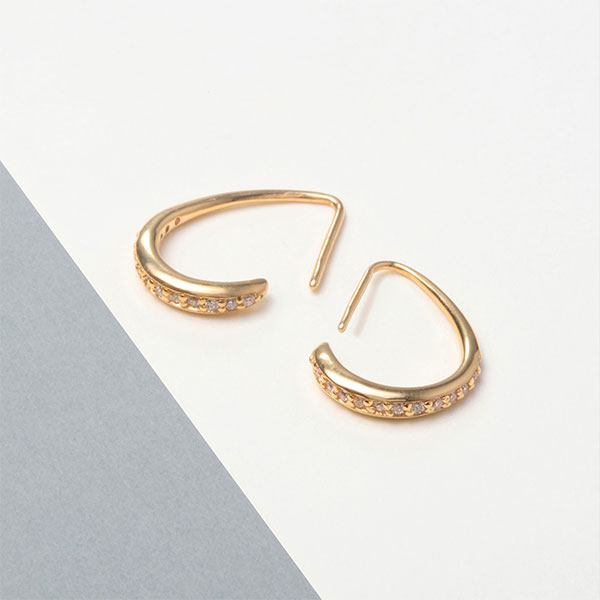 Sana フープ S ピアス レディースアクセサリー ジルコニア イエローゴールドプレーティング  シルバー925 K18（18金）