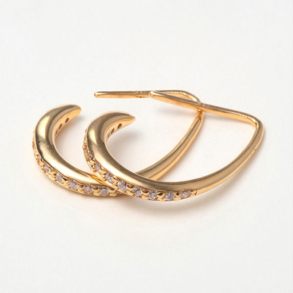 Sana フープ S ピアス レディースアクセサリー ジルコニア イエローゴールドプレーティング  シルバー925 K18（18金）