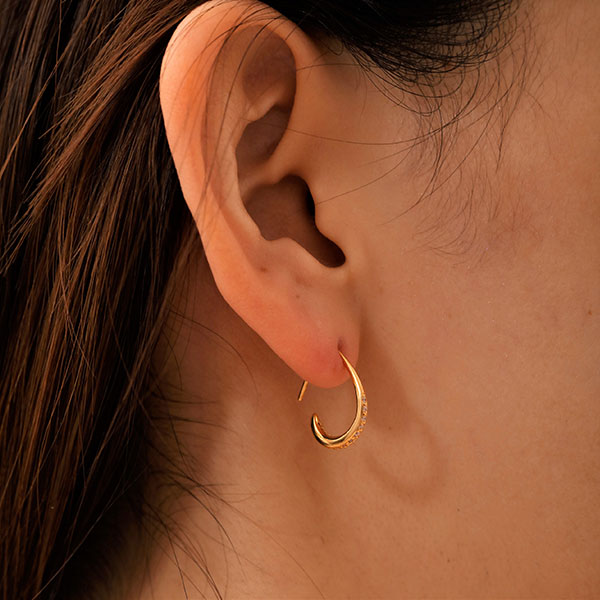 Sana フープ S ピアス レディースアクセサリー ジルコニア イエローゴールドプレーティング  シルバー925 K18（18金）