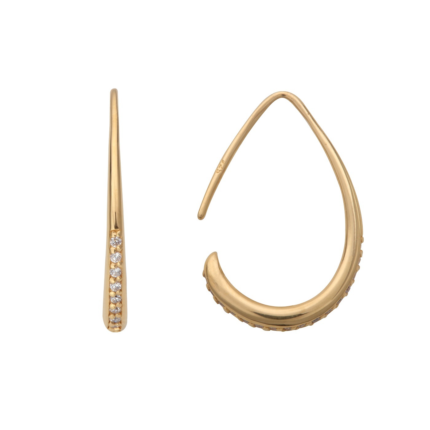 Sana フープ M ピアス レディースアクセサリー ジルコニア イエローゴールドプレーティング  シルバー925 K18（18金）