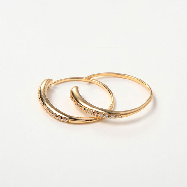 Sana フープ ピアス レディースアクセサリー ジルコニア イエローゴールドプレーティング  シルバー925 K18（18金）
