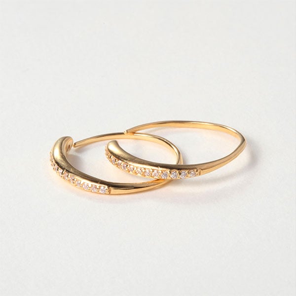 Sana フープ ピアス レディースアクセサリー ジルコニア イエローゴールドプレーティング  シルバー925 K18（18金）