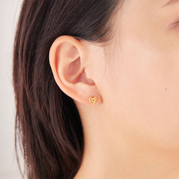 Sana ハートモチーフ アラベスク ピアス レディースアクセサリー イエローゴールドプレーティング シルバー925 K18（18金）