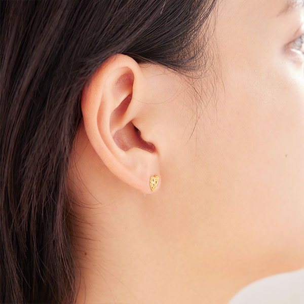 Sana ハートモチーフ アラベスク ピアス レディースアクセサリー イエローゴールドプレーティング シルバー925 K18（18金）