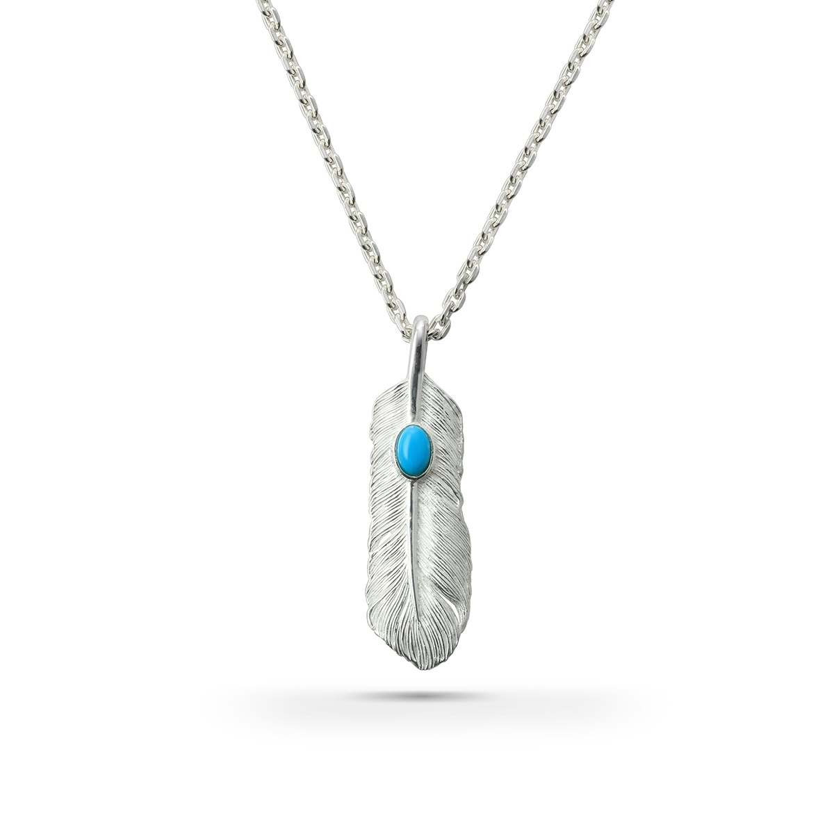 フェザー(左向き)天然石スリーピングビューティーターコイズ シルバー925 ナチュラルシルバー（無垢） ペンダントトップ
