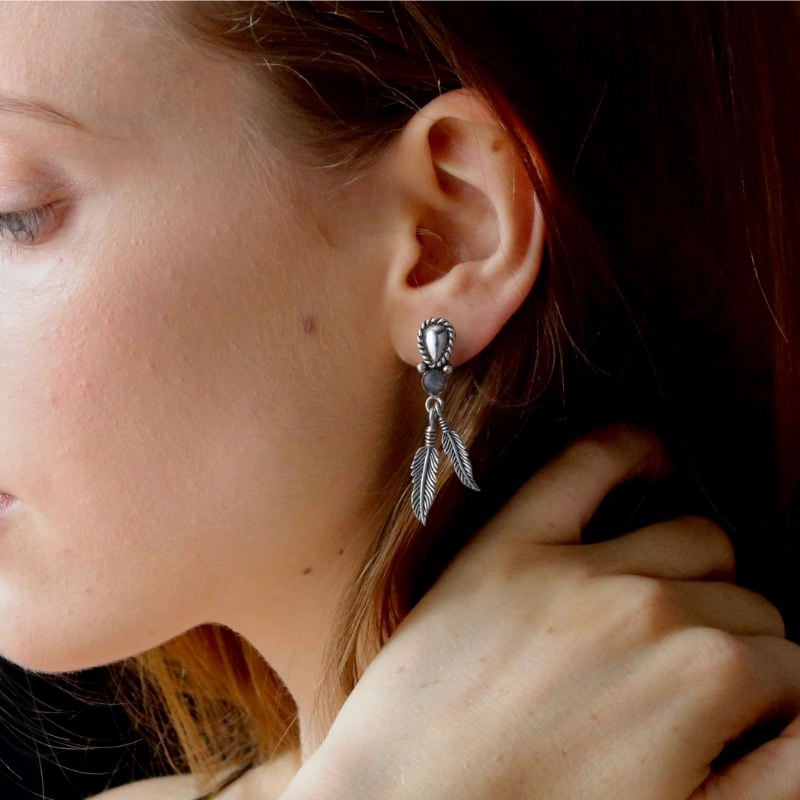 天然石ラブラドライト ストーンピアス