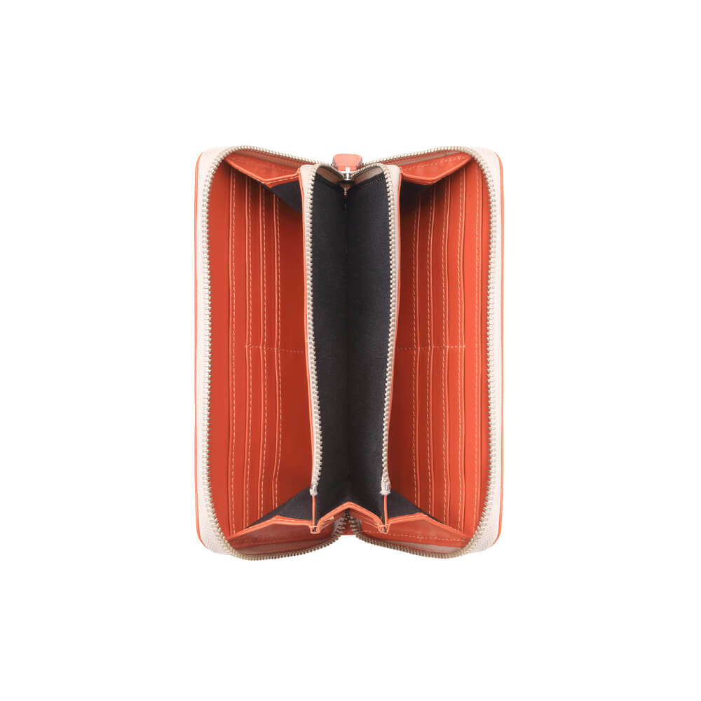 ロングウォレット/革財布 オレンジ トップグレインレザー