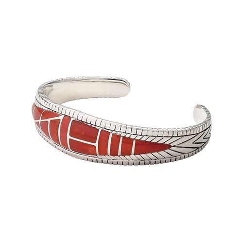 SAAD PREMIUM 赤珊瑚インレイシルバーバングル シルバー 925 コーラル