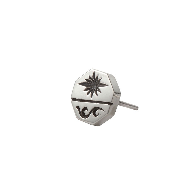 サンシンボル アラベスク オキシダイズドコーティング シルバー925ピアス【片耳】