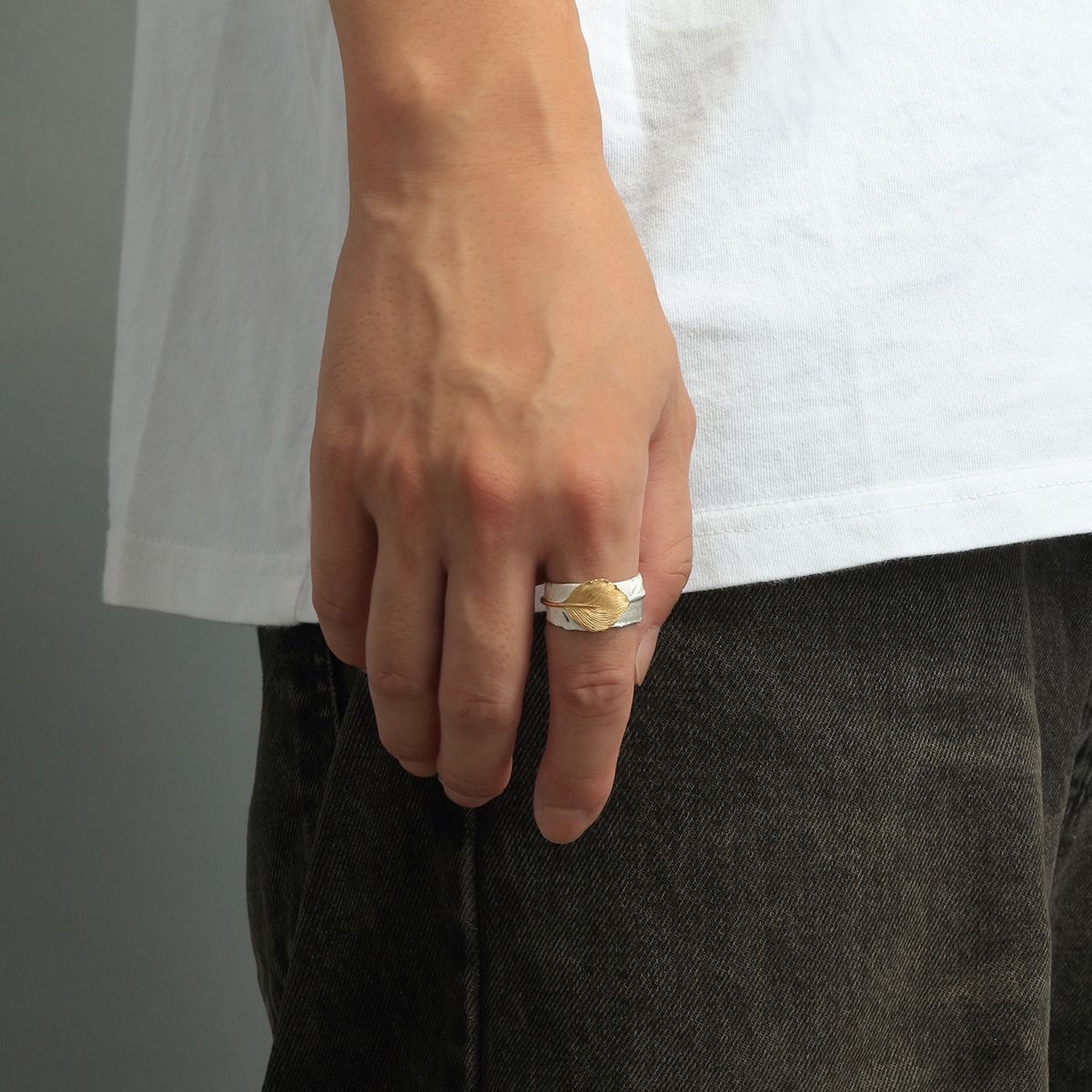 フェザーリング　シルバー925&K18 シルバー925 フェザーリング 銀 シルバーリング ネイティブ 作りが繊細