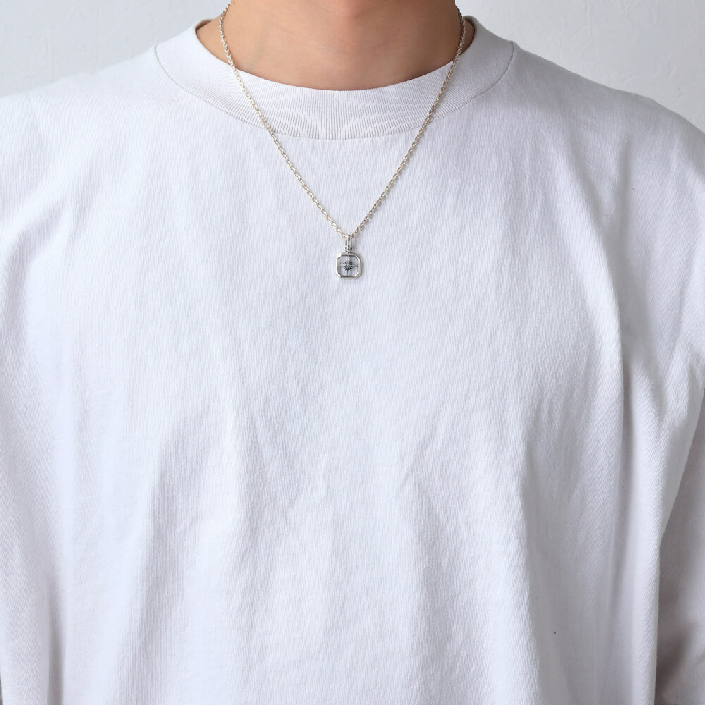 3月誕生石アクアマリン スクエア ペンダント/サンシンボル/天然石/シルバー925