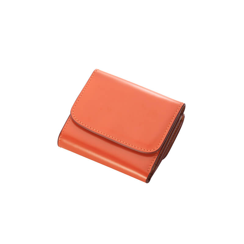 ショートウォレット/革財布 オレンジ トップグレインレザー