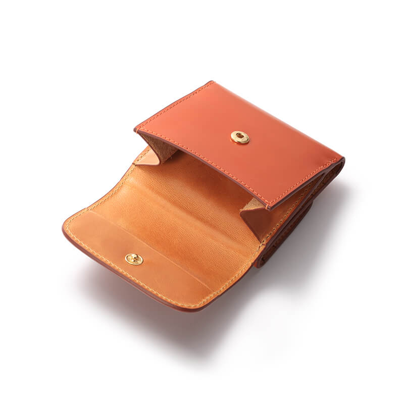 ショートウォレット/革財布 オレンジ トップグレインレザー