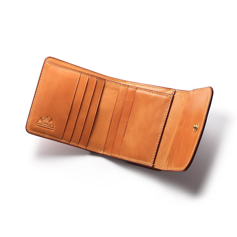 ショートウォレット/革財布 オレンジ トップグレインレザー