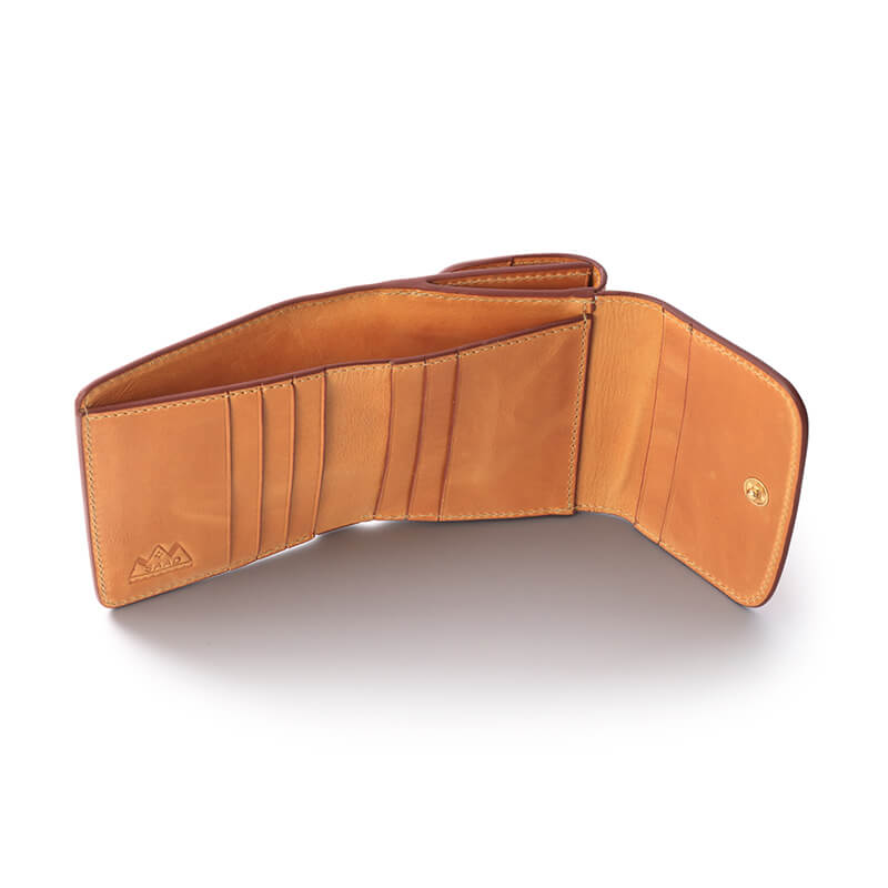 ショートウォレット/革財布 オレンジ トップグレインレザー