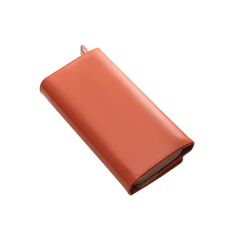 ロングウォレット/革財布 オレンジ トップグレインレザー